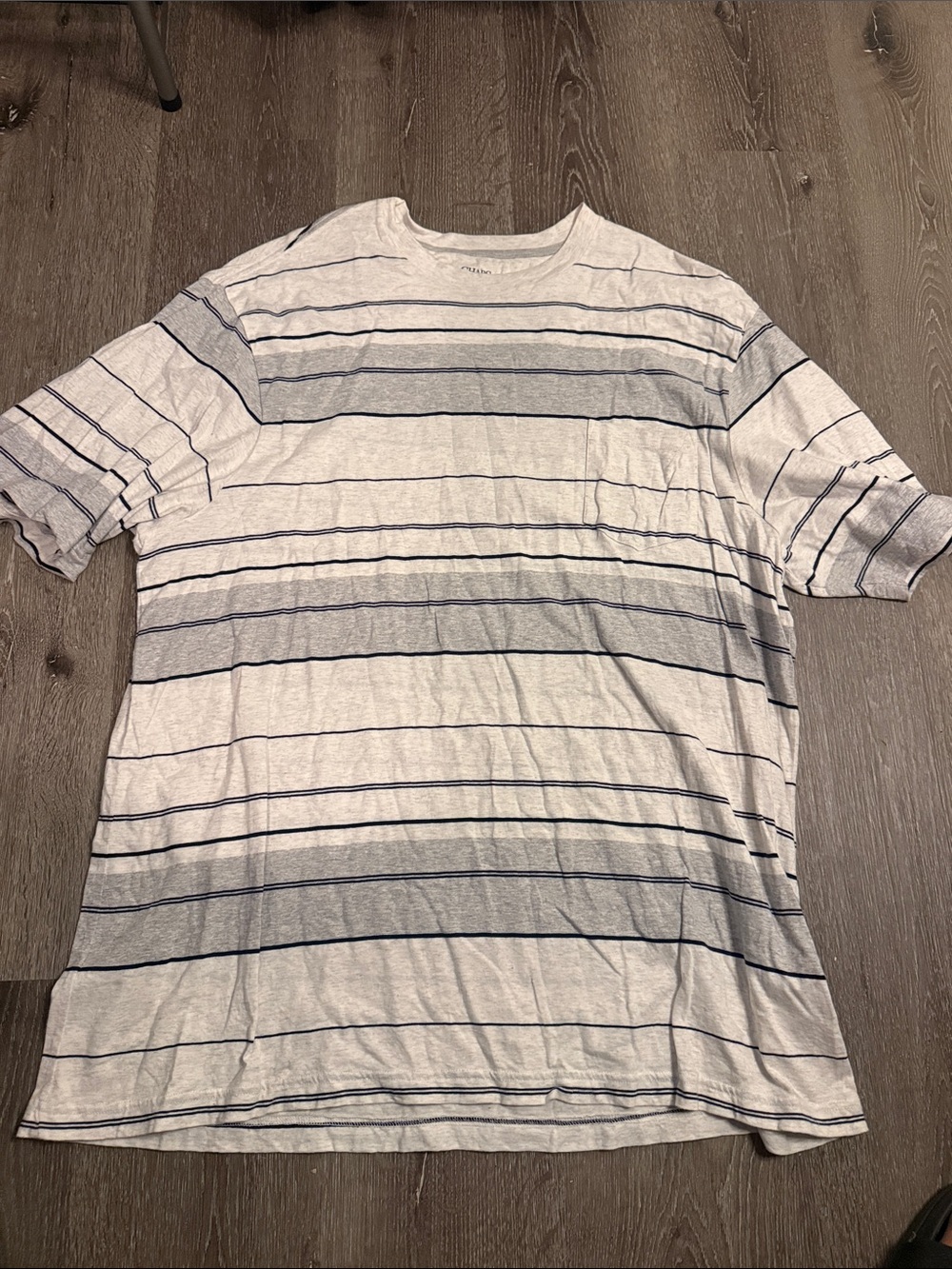 Chaps White T-Shirt with Navy Stripes